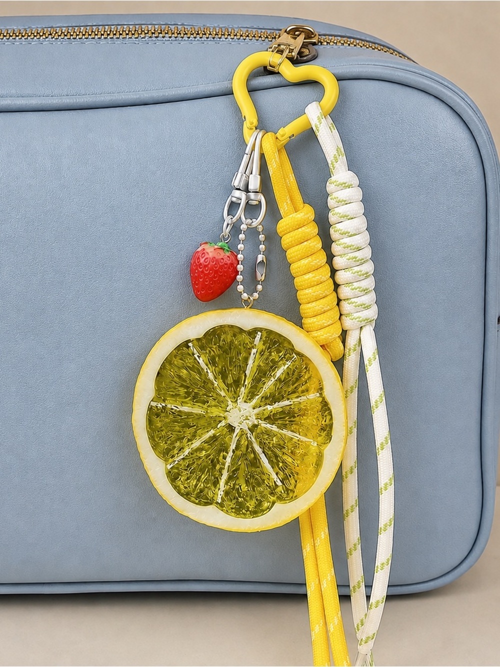 Lemon Slice Coin Purse Keychain Bag Charm Wristlet Strawberry Y2K